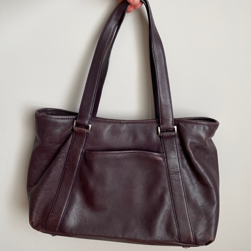 Tumi Purple Leather Tote Bag